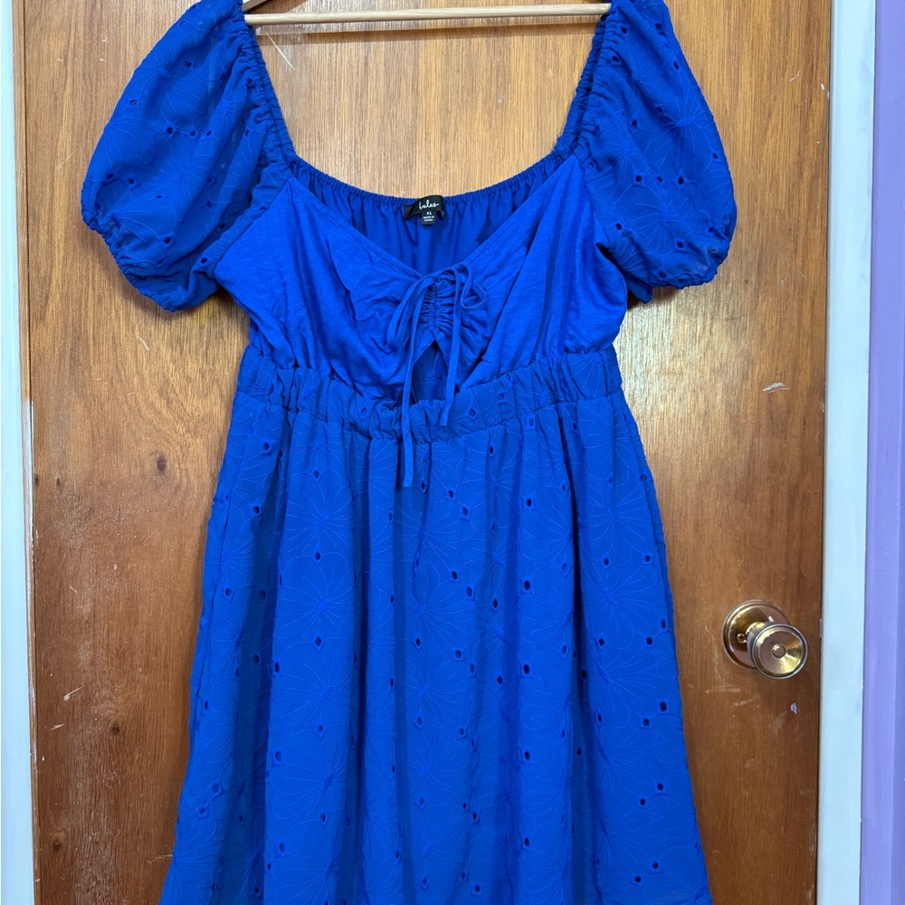 Blue Puff Sleeve Dress